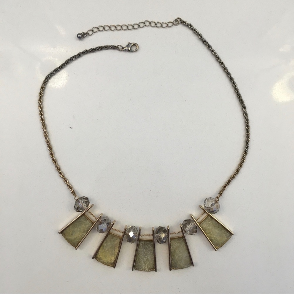 Geometric yellow crystal necklace